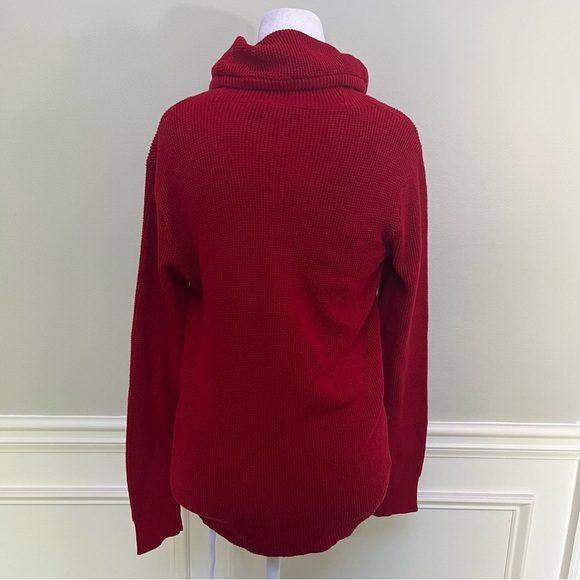Lauren Ralph Lauren Red Cowl Neck Cotton Sweater Size M - Picture 3 of 11